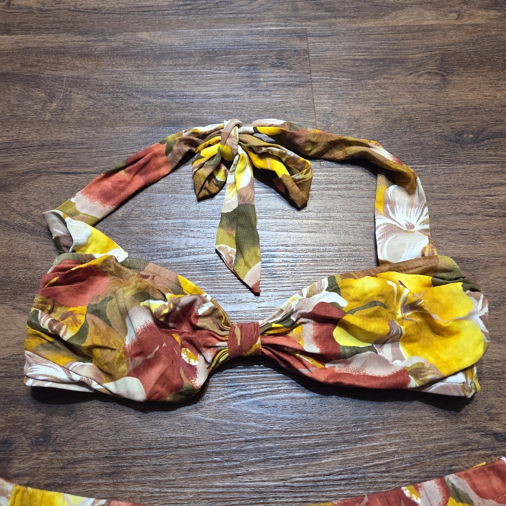 Vintage 80s Jantzen Floral Bikini Top Shorts Set Bathing Suit 10 S - Picture 3 of 5